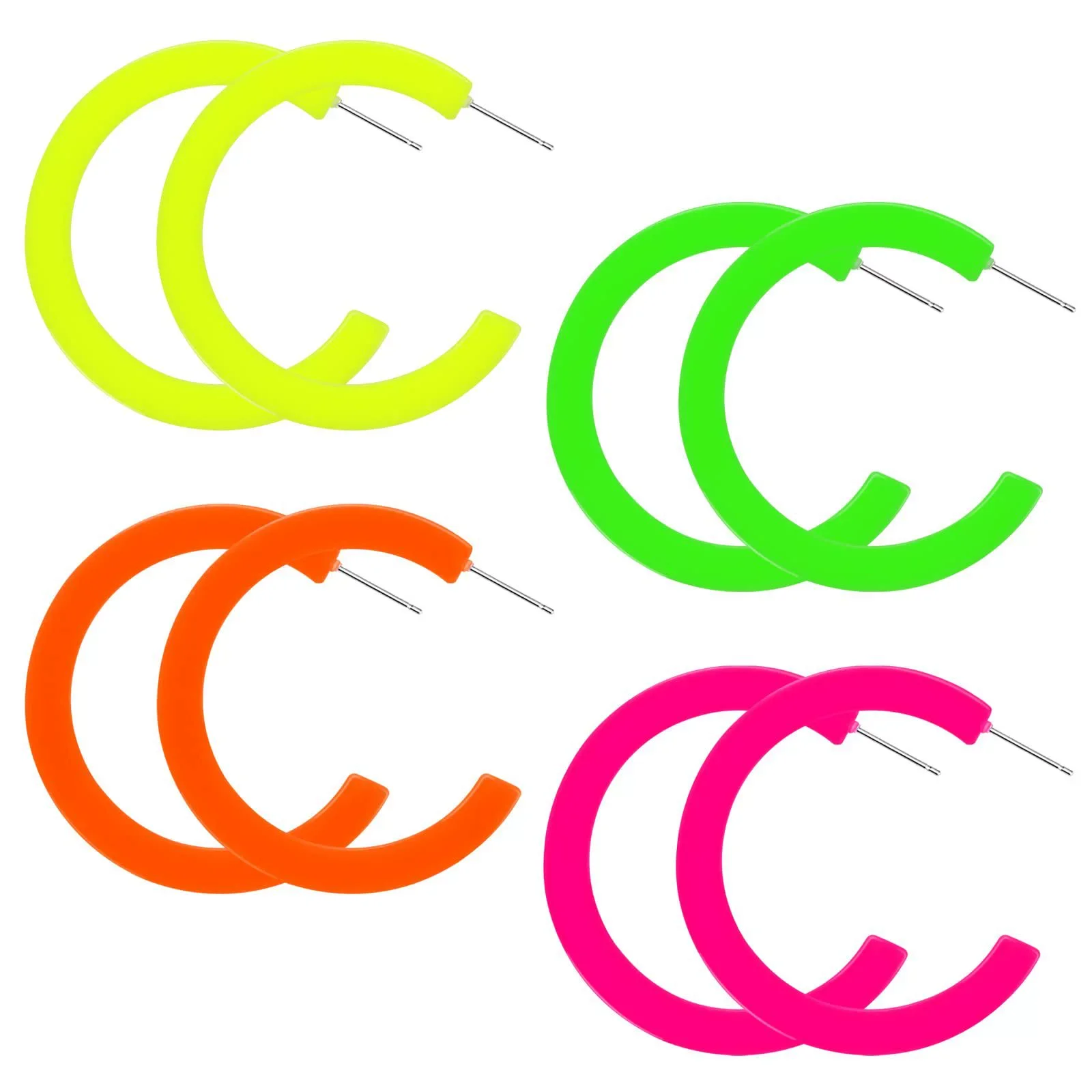 FishSheep Neon Cor Grande Brincos de Argola Acrílico para Mulheres Punk Fluorescente Verde Grande Argola Redonda Brinco Moda Festa Jóias