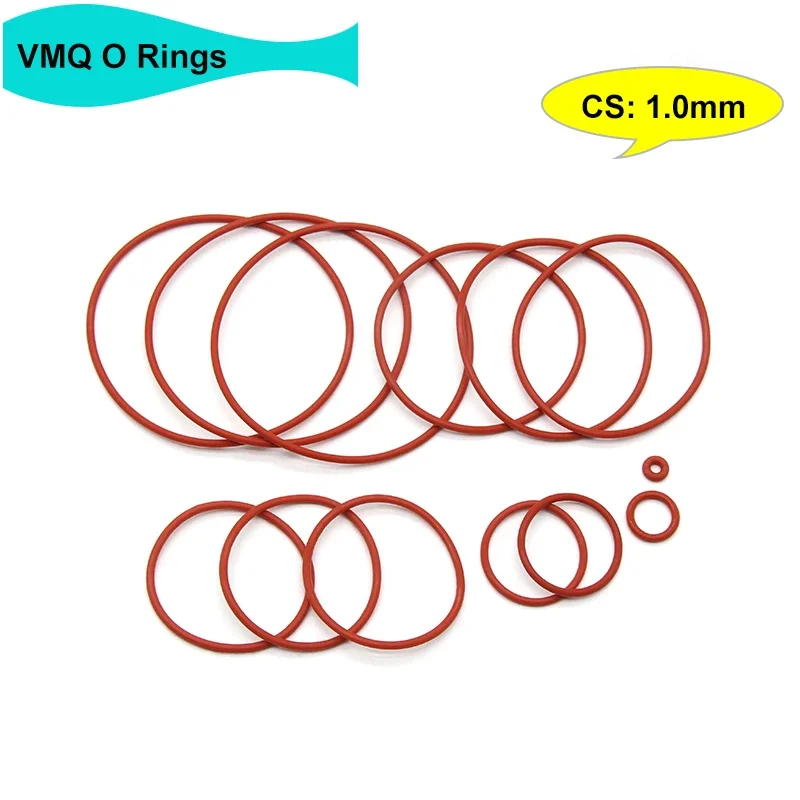 

50/100pcs Red VMQ O Ring Gasket Thickness CS1mm OD 3 ~ 50mm Food Grade Waterproof Washer Round O Shape Silicone Rubber Rings