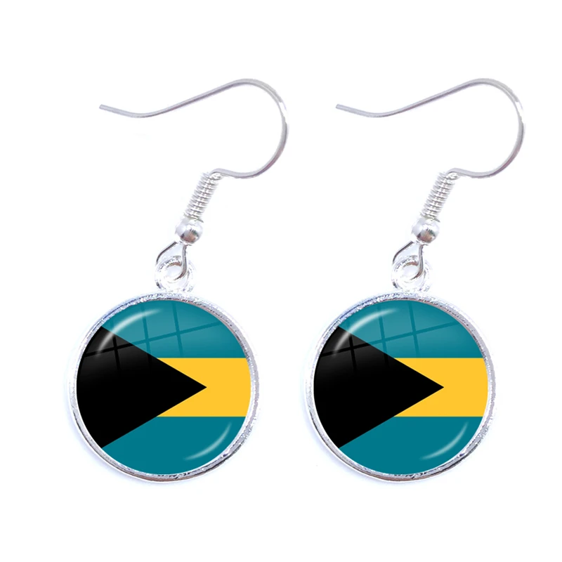 Guatemala,Bahamas,Cuba,Costa Rica,The Federation of Saint Kitts and Nevis,Antigua and Barbuda National Flag Glass Drop Earrings