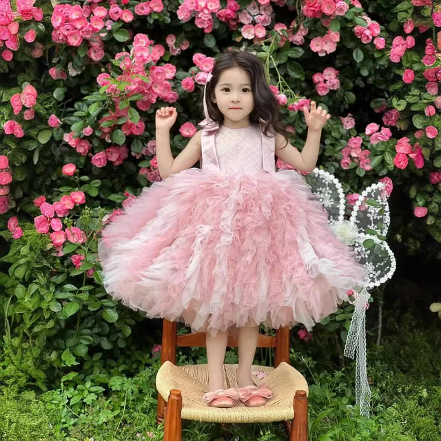 2024 Children Clothing Baby Girl Puffy Big bow Dresses Birthday Elegant Princess Prom Dress for Kids Sequin sleeveless Ball Gown AliExpress