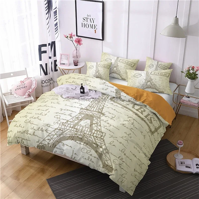 The Eiffel Tower 3d Bedding Set Printed Duvet Cover Set Pillowcase Twin Full Queen King Size Bedclothes Bedclothes Drop Shipping