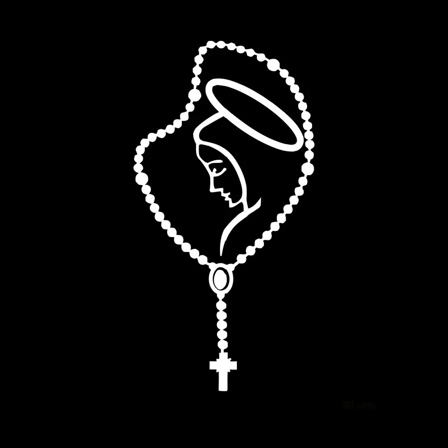 

Decorative Accessories Creative Sunscreen Waterproof Car Stickers Decor Motorcycle Decals Rosary Virgin Mary Fatima PVC Cute,