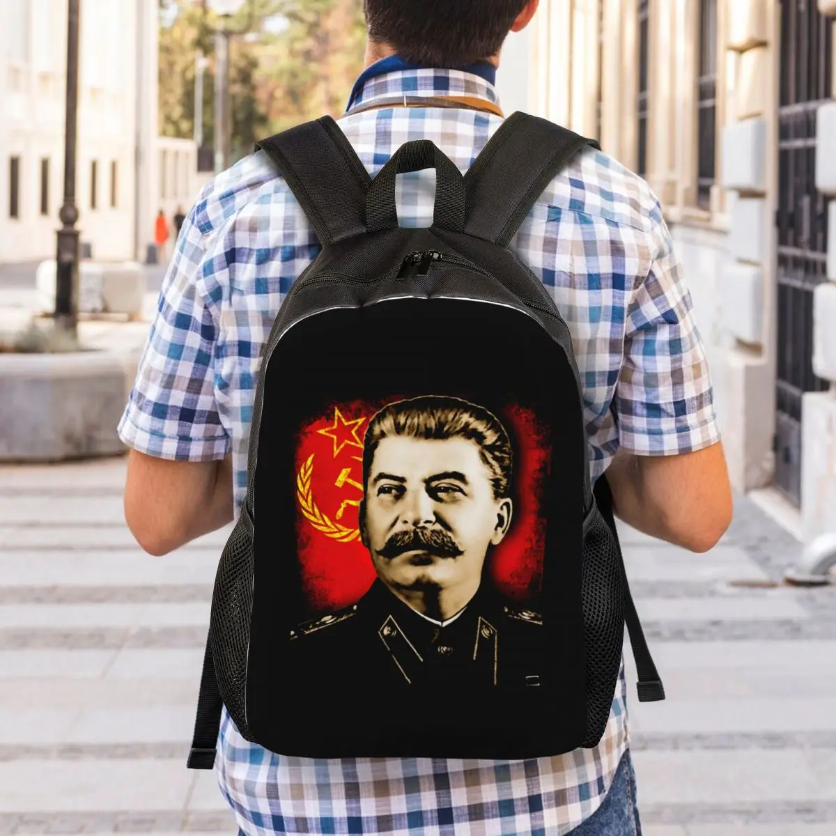 Mochilas Stalin personalizadas para meninas e meninos, Sacos de Viagem Escolar, Bookbag Fits, 15 "Laptop, Soviético, Rússia, Faculdade, Meninas, Meninos