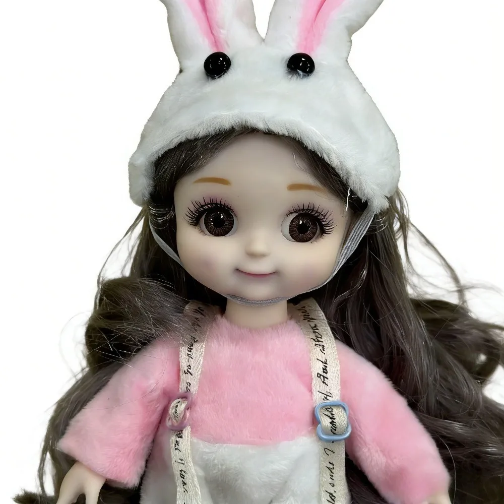 16cm Doll And Clothing 3D Simulation Eye Movement Multi Joint Body DIY Dressing Toy