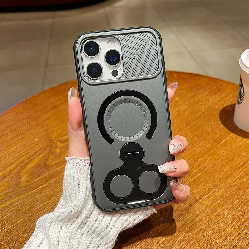 

Luxury Magnetic Magsafe Military Armor Shockproof Case For iPhone 12 13 14 15 16 17 Pro Max Plus 360° Rotat Ring Bracket Cover