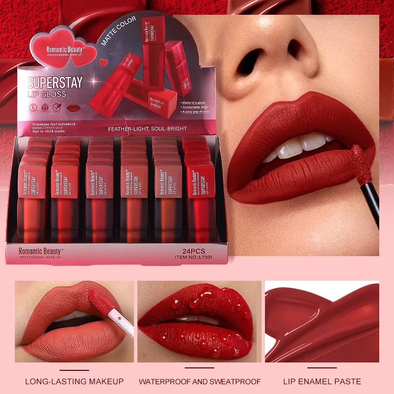 Lucidalabbra Opaco Morbido, Rossetto Liquido Idratante Super Resistente, Impermeabile, Lunga Durata, Leggero e Anti-sbavatura