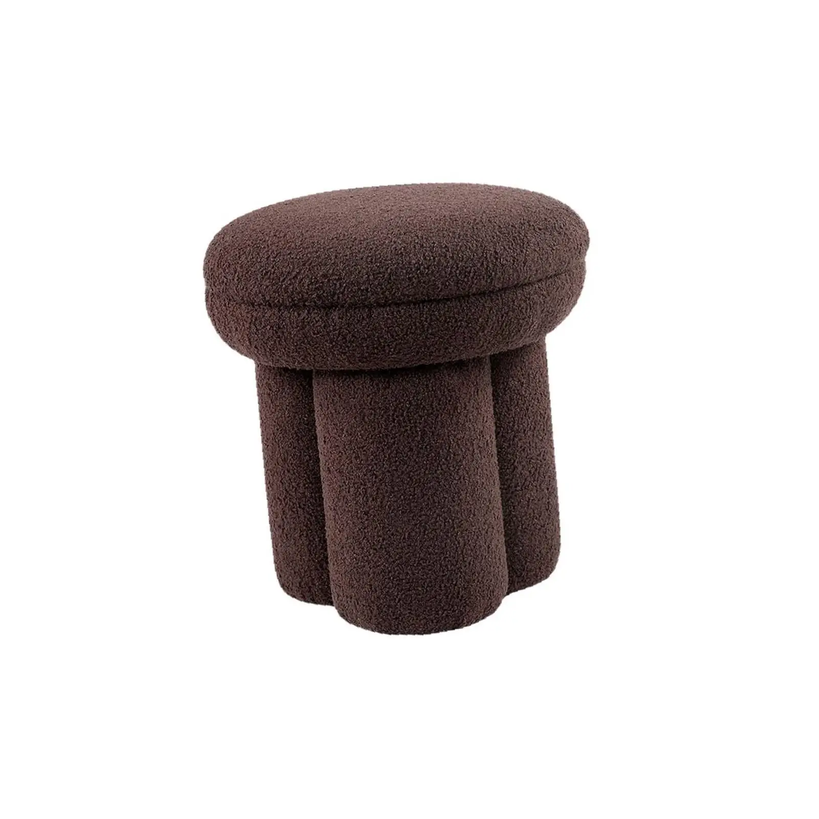 

Shearling Teddy Fabric Accent Stool Round Seat Mushroom Design Contemporary Chair for Home Decor