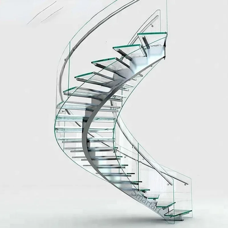 

Round glass staircase / modern stainless steel curved stair