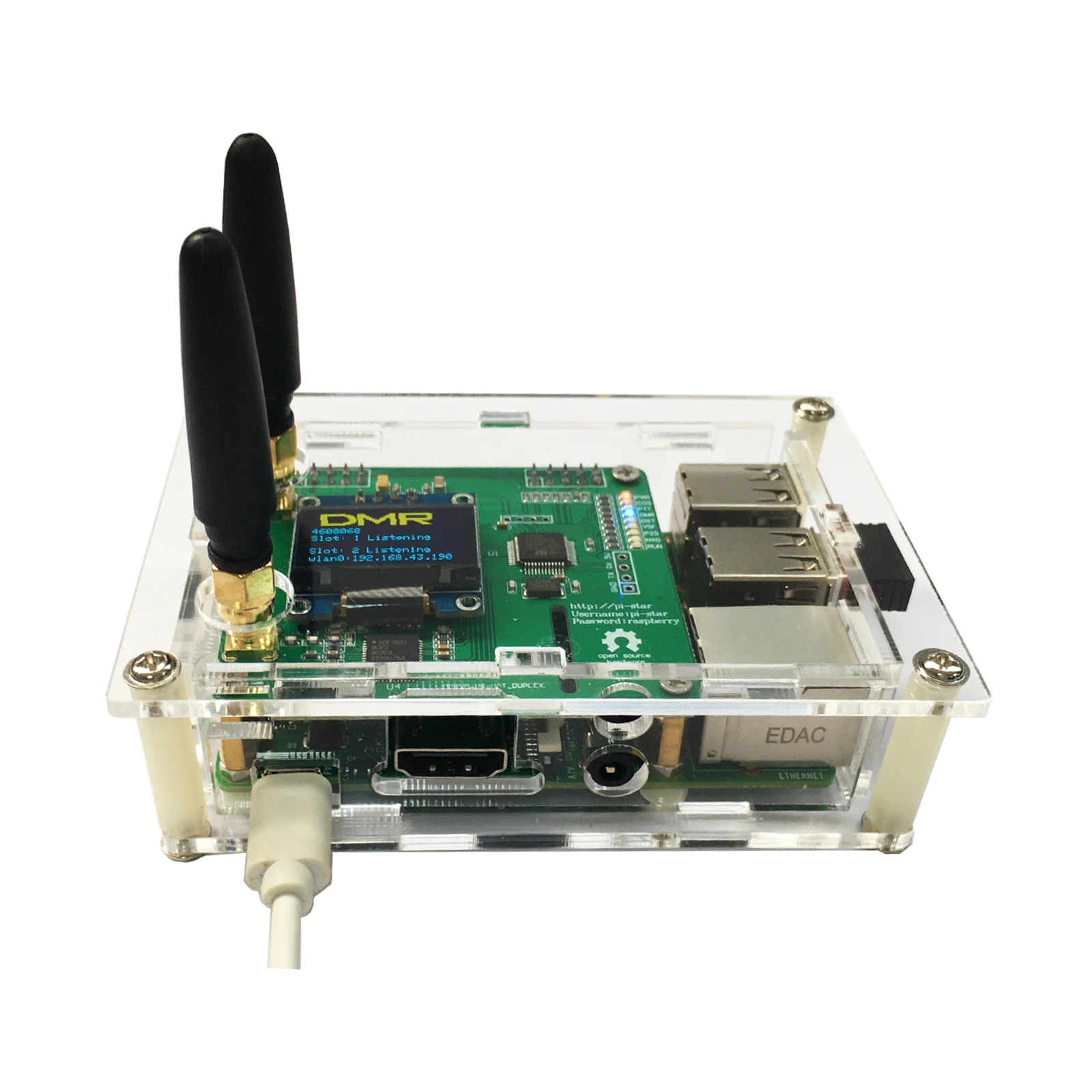 

All-New Duplex DMR Hotspot Ethernet Port Assembled WiFi Voice Modem Support DMR Dstar YSF P25 Fusion Raspberry P Model 2B