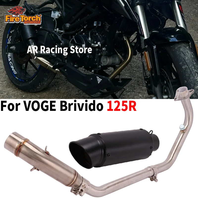Image of Für VOGE Brivido 125R 125R 2023 2024 Motorrad Auspuffanlage Schalldämpfer Escape Moto Front Link Rohr Mit DB Killer Schalldämpfer