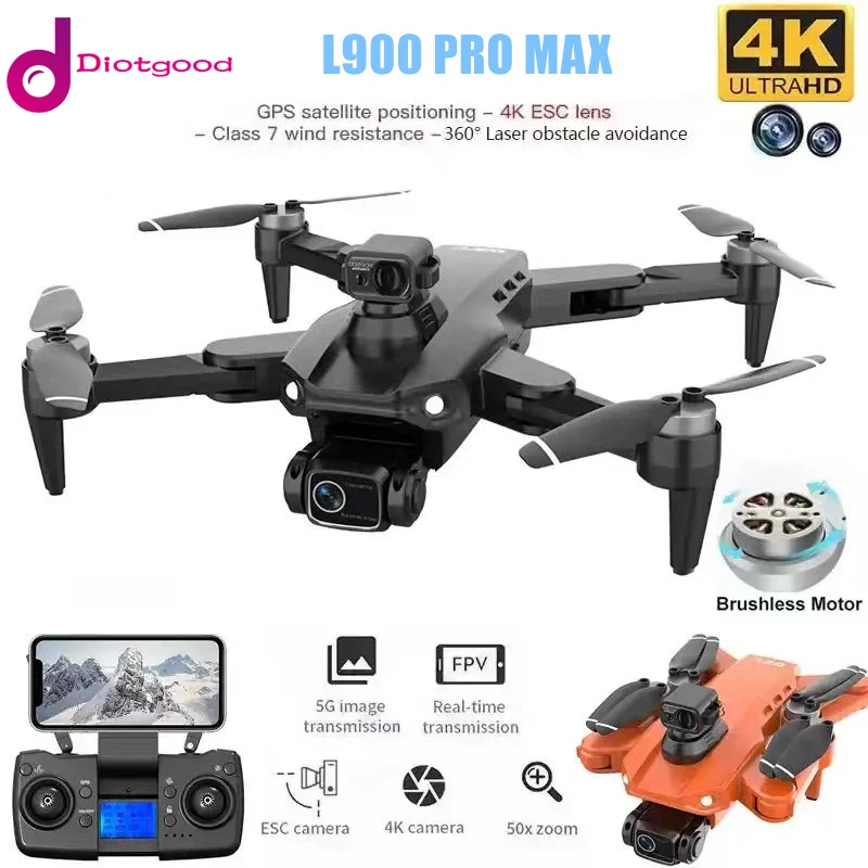 New L900 Pro MAX GPS Drone 4K Professional HD Dual Camera 5G Wifi Obstacle Avoidance Brushless Foldable Quadcopter RC Drones