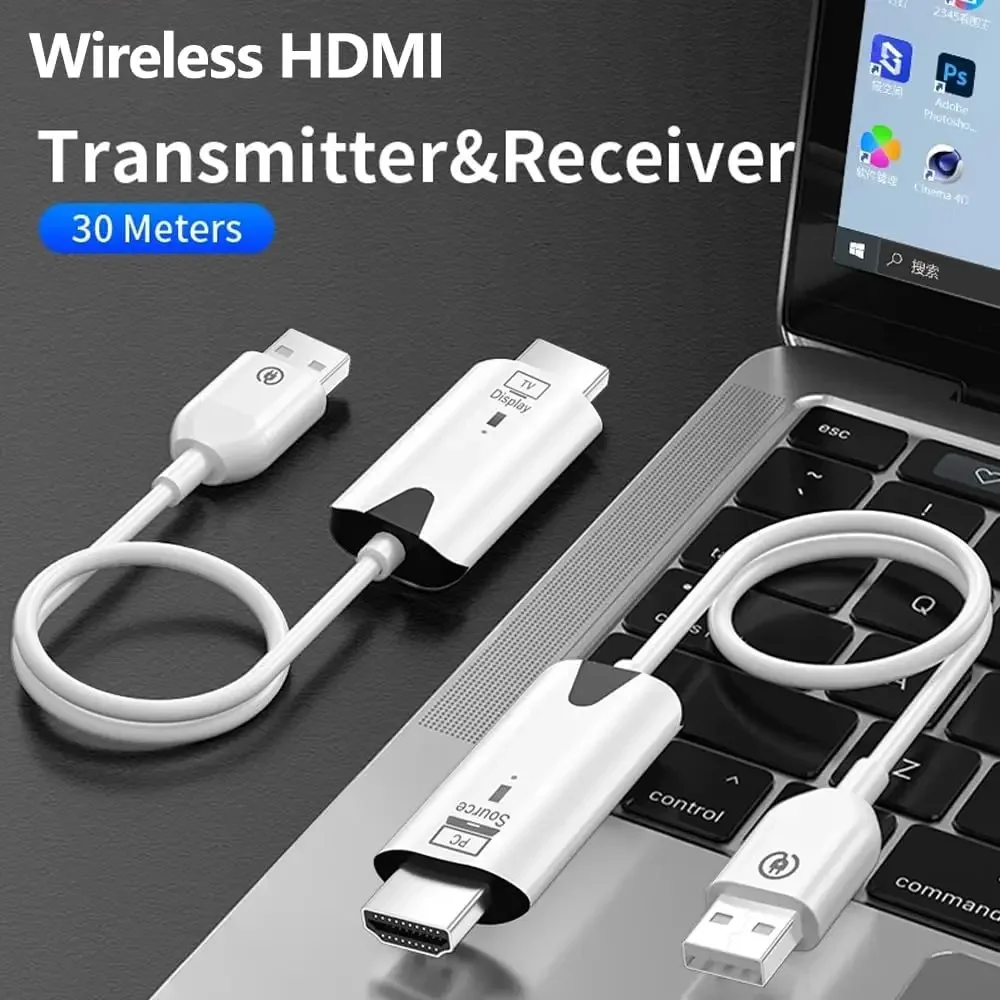 Portable Wireless for HDMI Extender 1080P 164FT/50M Range Plug&Play Audio Video Transmission for Laptops TVs Projectors Monitors
