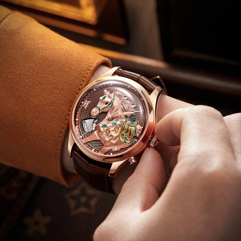 Lucky Harvey 2026 Horse Hourly Chiming Watch 3D Enamel Dial