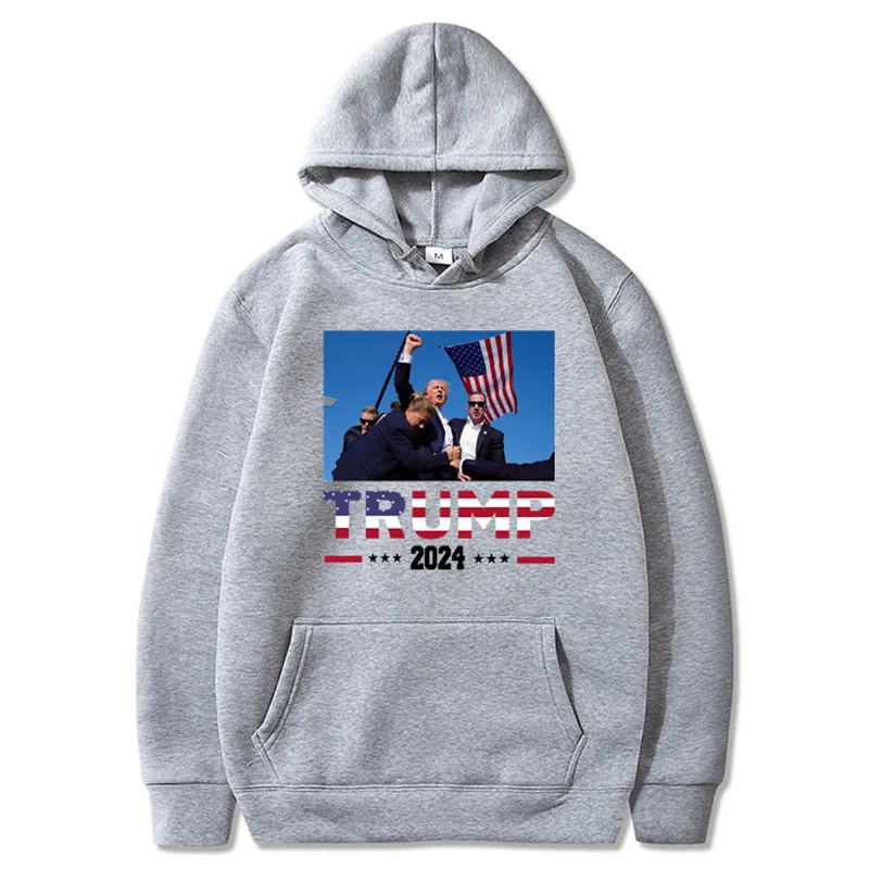 Men Women Clothing Hoodies Pullover Hip Hop Sweatshirts Trump 2024 Fight Print Hoodies Casual Top Tracksuit Sweatshirt Autumn