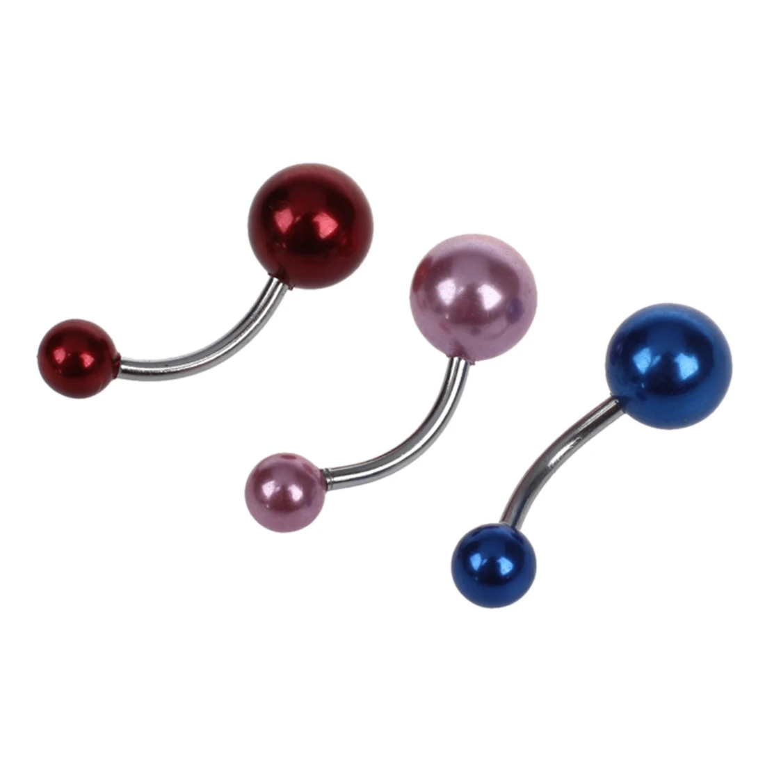 10 X Stainless Steel Belly Navel Pearl Bar Rings 0.31