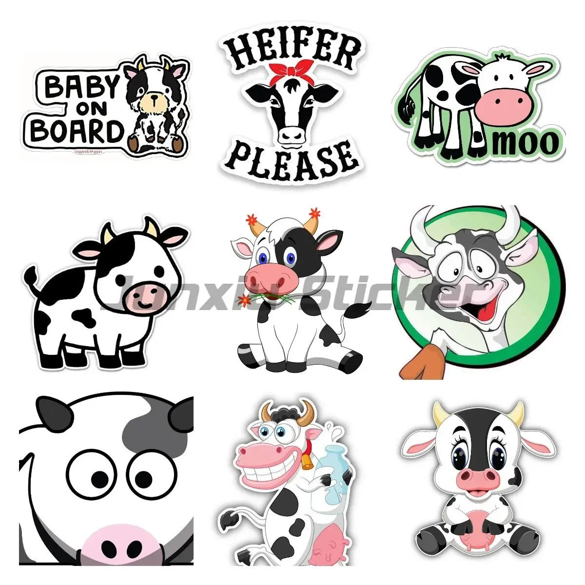 

Cute Cow Vinyl Decal - Funny Cow Bumper Sticker - for Laptops Tumblers Windows Cars Trucks Walls