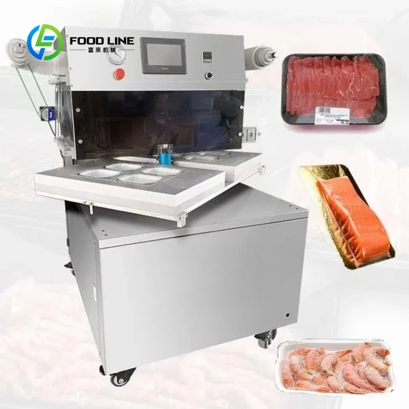Customized Tray Seal Nitrogen Gas Flush Injection Food Vacuum Sealer Fruit Pack Map Modified Atmosphere Package Machine