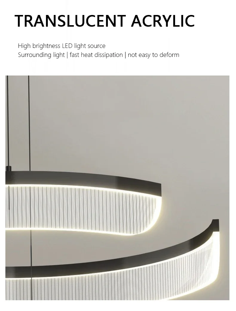 Acrylic LED Pendant Light Living Room Semicircle Chandelier