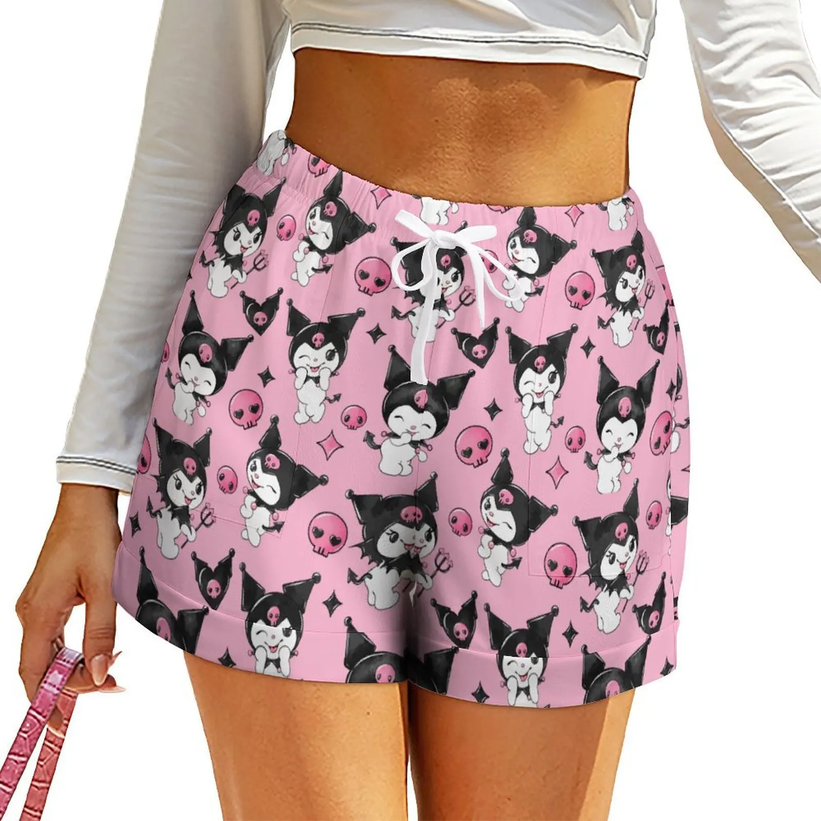 

Kuromi Shorts Womans Sanrio High Waist Short Pants Summer Bermuda Shorts Sports Shorts with Pocket