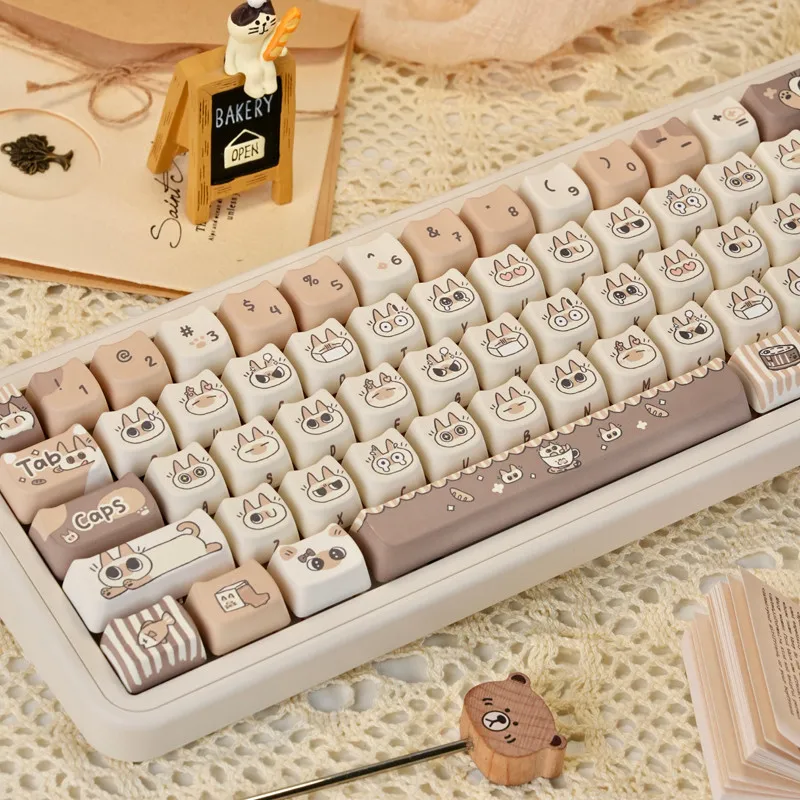 

Coffee Cat Keycap MAO Profile Emoji Pack PBT Material Five Sided DYE-Sublimation Customed DIY Keycap for Mechanical Keyboard