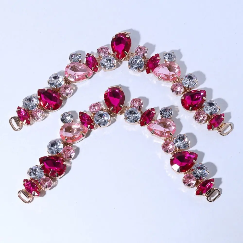 2Pcs Ladies Sandal Beach Slider Decorate Chain Acrylic Crystal Shoe Chain DIY Sewing Accessory Herringbone Slipper Chain