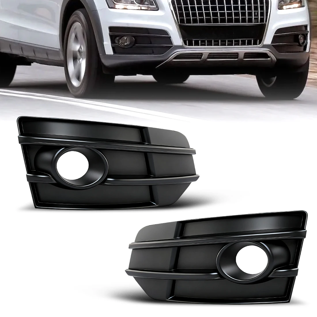 

Fog Lamp Grille For Audi Q5 Offroad 2009-2016 Front Bumper Frame Foglight Cover Decoration Accessories 8R0807681G 8R0807682G