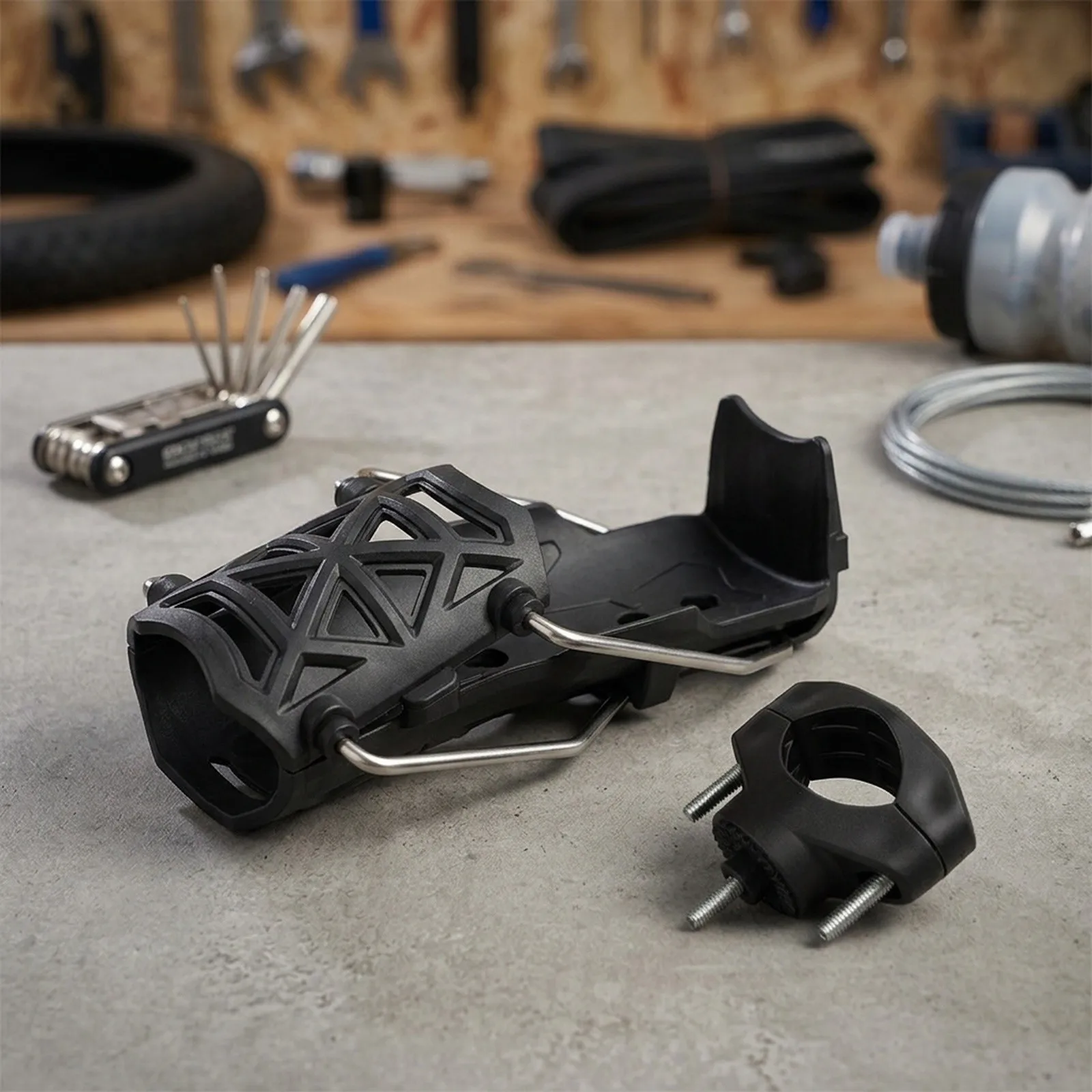 360 Degree Rotatable Cup Holder for Bicycles Motorcycles Strollers ATVs with Auto Lock and Weather Resistant ABS Construction