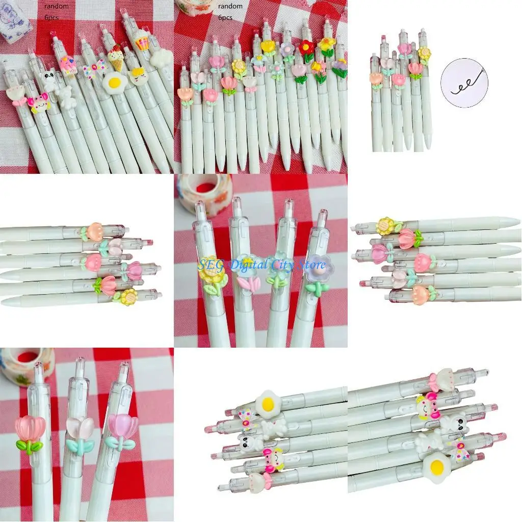 U75B 6 قطع قلم جل قابل للسحب 0.5 ملم قلم جل مريح للكتابة للمكتب