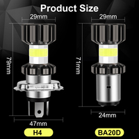 H4/P15D/BA20D 72W LED 8 COB Motorcycle Headlight Bulb 1800LM 6000K Hi/Lo Beam Light