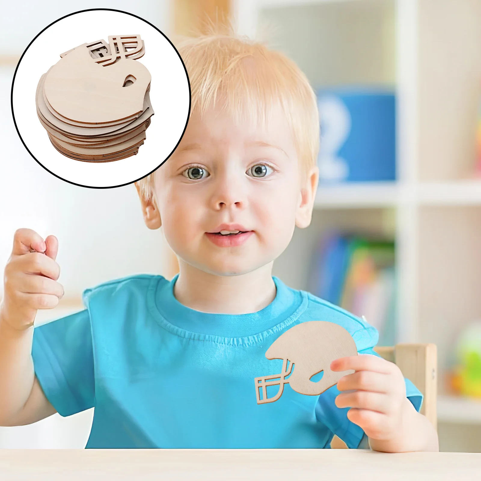 

50Pcs Wood Football Cutouts Blank Unfinished Wooden Slices DIY Paint Craft Pieces Football Party Decorations