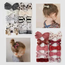 10Pcs Handmade Children's Hair Clips, Lovely Headwear, Trendy Baby Hair Accessories, Full coverage fabric Hairpin Bows for Girls