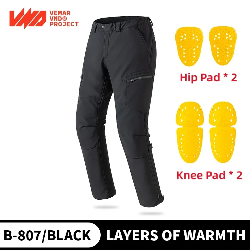 Winter Men Motorcycle Pants CE Level 2 Hip Pads Knee Protection Fleece Lined Water Resistant Windproof Riding Trousers