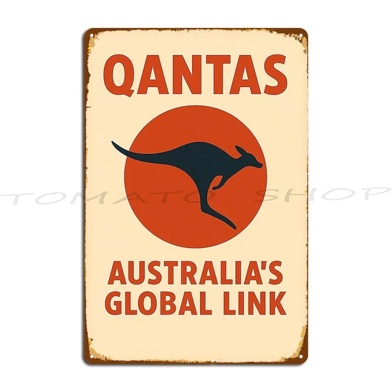 Qantas Australias Global Link Metal Plaque Wall Decor Funny Cinema Wall Decor Customized Tin Sign Poster