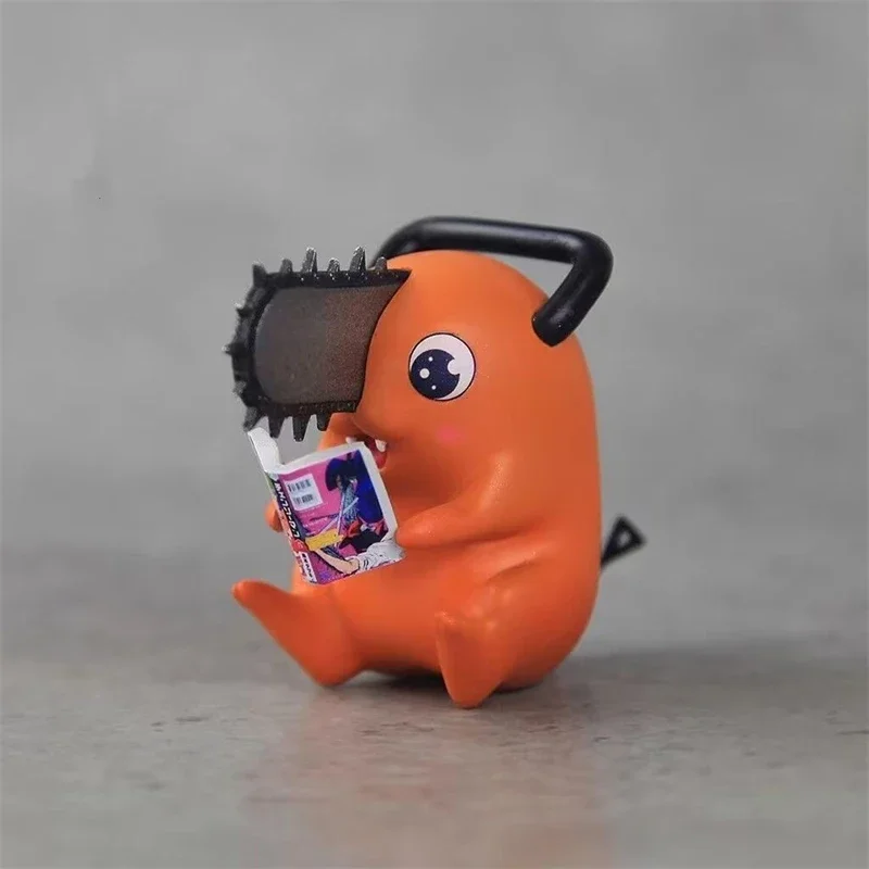 Chibi Chainsaw Character Resin Figure Cute Reading Pose Q Version Desk Decor For Collectors Teens Birthday Christmas Gift