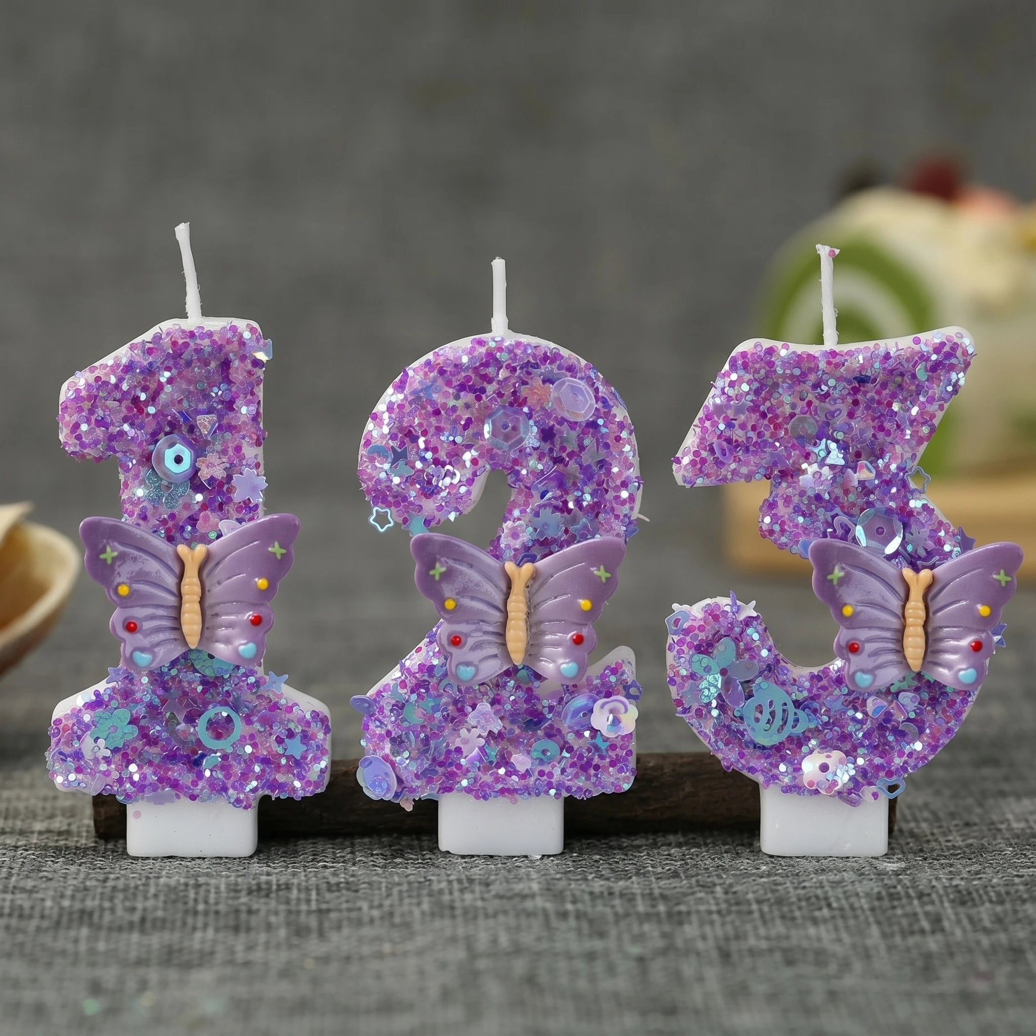 Candle Supplies Luxury - 보라색 나비 숫자 0-9 생일 캔들