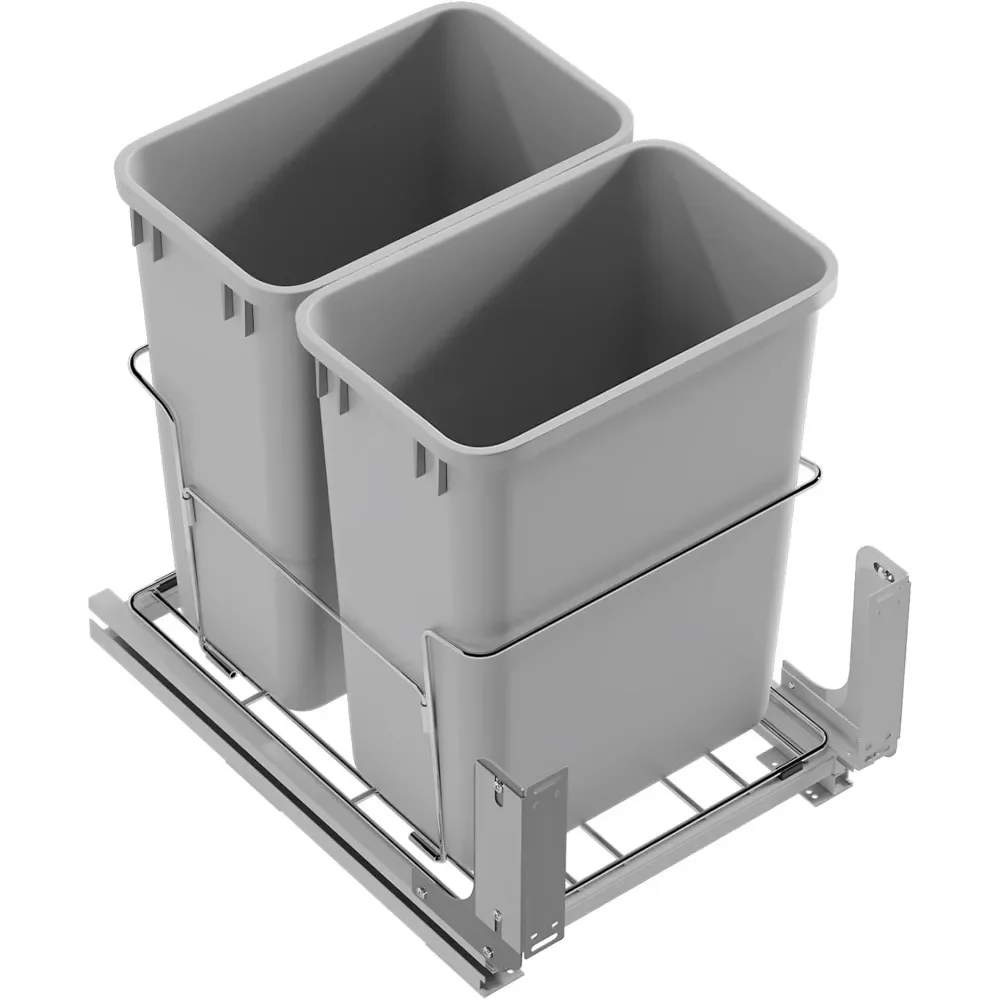 

Bottom Mount Pull-Out Waste Container With Door Mounting Kit - Pull-Out Wire Basket-Grey 2 Waste Can-for 18" Frameles