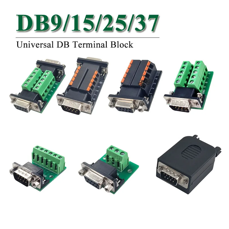 DB9/15/25/26/37 Terminal Block 9-37 Pin Male to Female Adapter Plate Relay Screw/Spring Type No Welding Double Head Signal Board