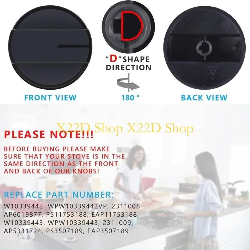 X22D Plastic Stove Knob Set Fit Select Gas Ranges Simple Installation Without Tool Required Sturdy Designs