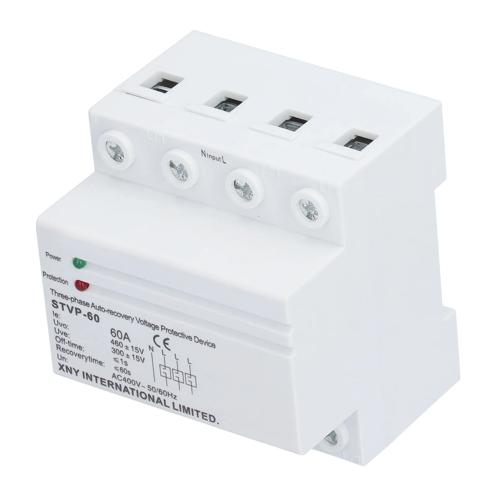 Voltage Protective Device 3‑Phase 4‑Wire Automatic Recovery Reconnect Protector AC 400V 60A