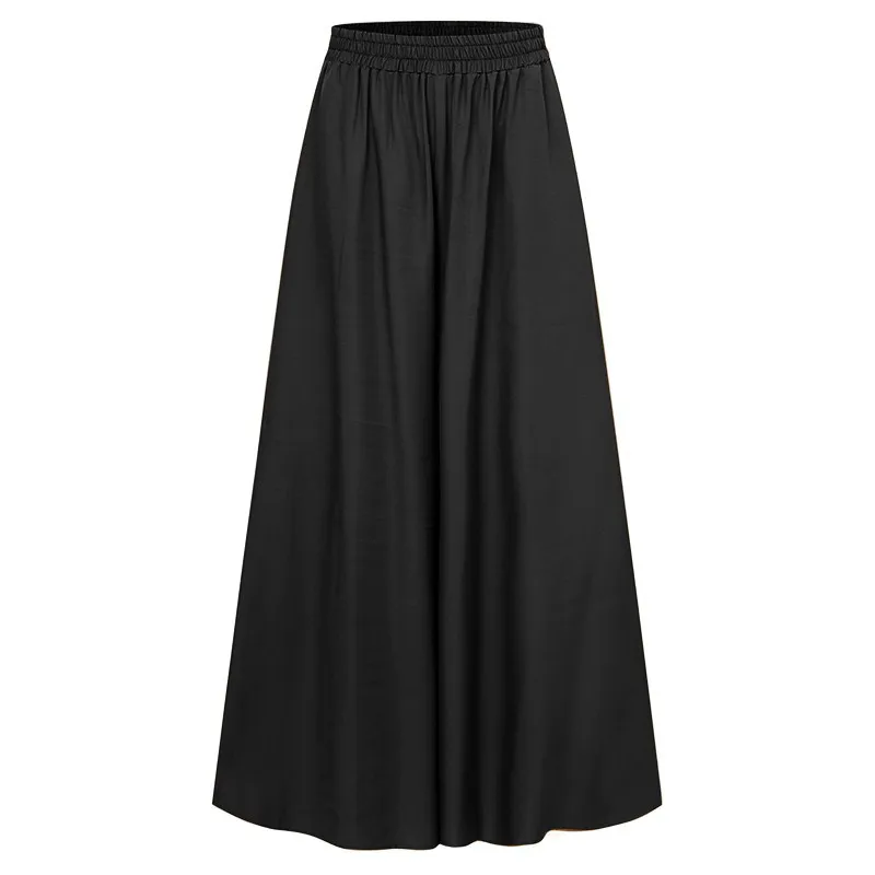 2025 Summer New Loose Elastic Waist Wide-leg Pants Big Swing Beach Casual Pants Europe and America