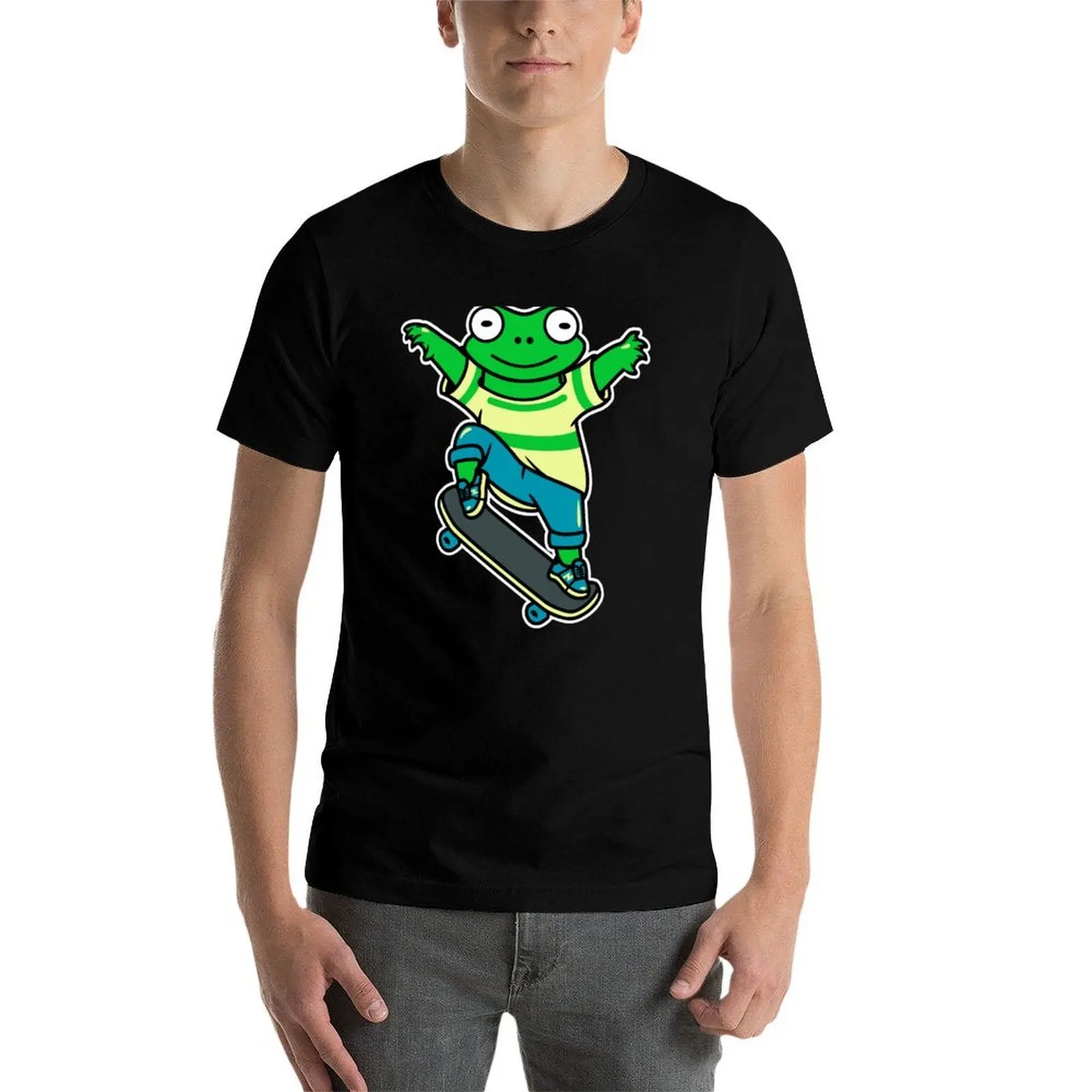 

Frog On Skateboard T-Shirt man t shirts cotton man t shirt cotton high quality T-Shirt