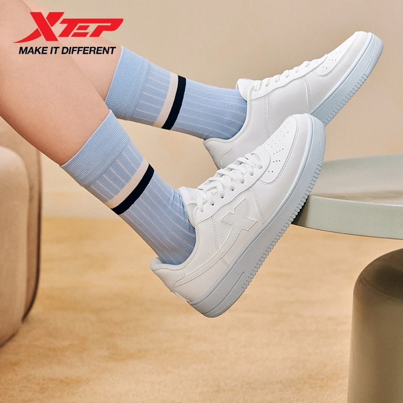 Xtep White Sneakers For Women 2026 Spring Couples Versatile Trendy Casual Thick-soled Increase Sports Shoes 874118319851