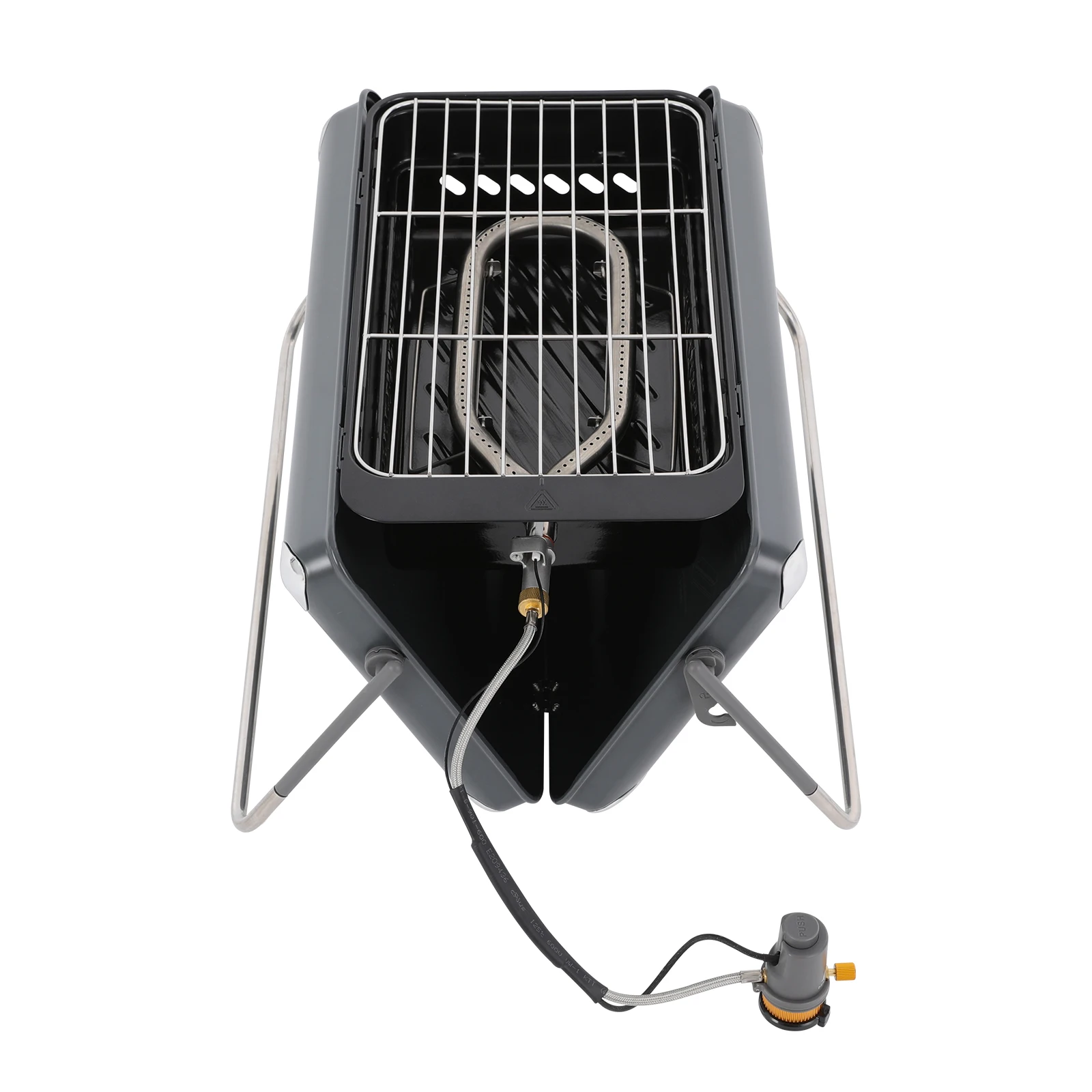 2-in-1-BBQ-Grills, tragbarer Holzkohle-Campinggrill mit Behälter und Gasgrill für Outdoor-Hinterhof, schickes Wohnaccessoire