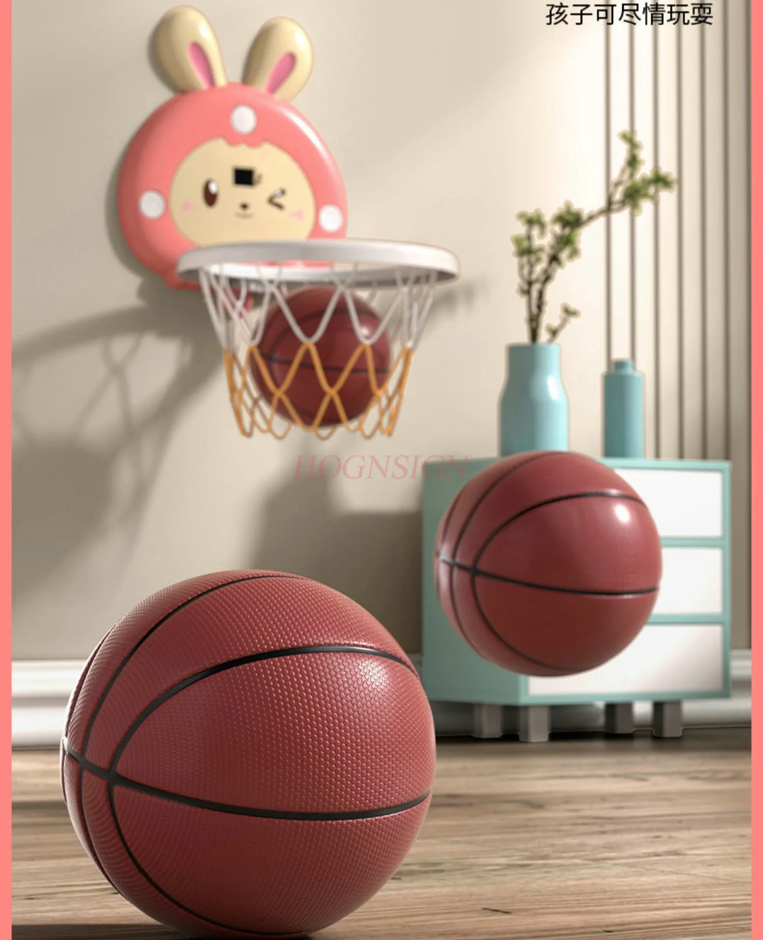 Children's Basketball Frame Shooting Hanging Type Non Perforated Indoor Household Basketball Frame 2-3 Year Old Baby Toy Boy