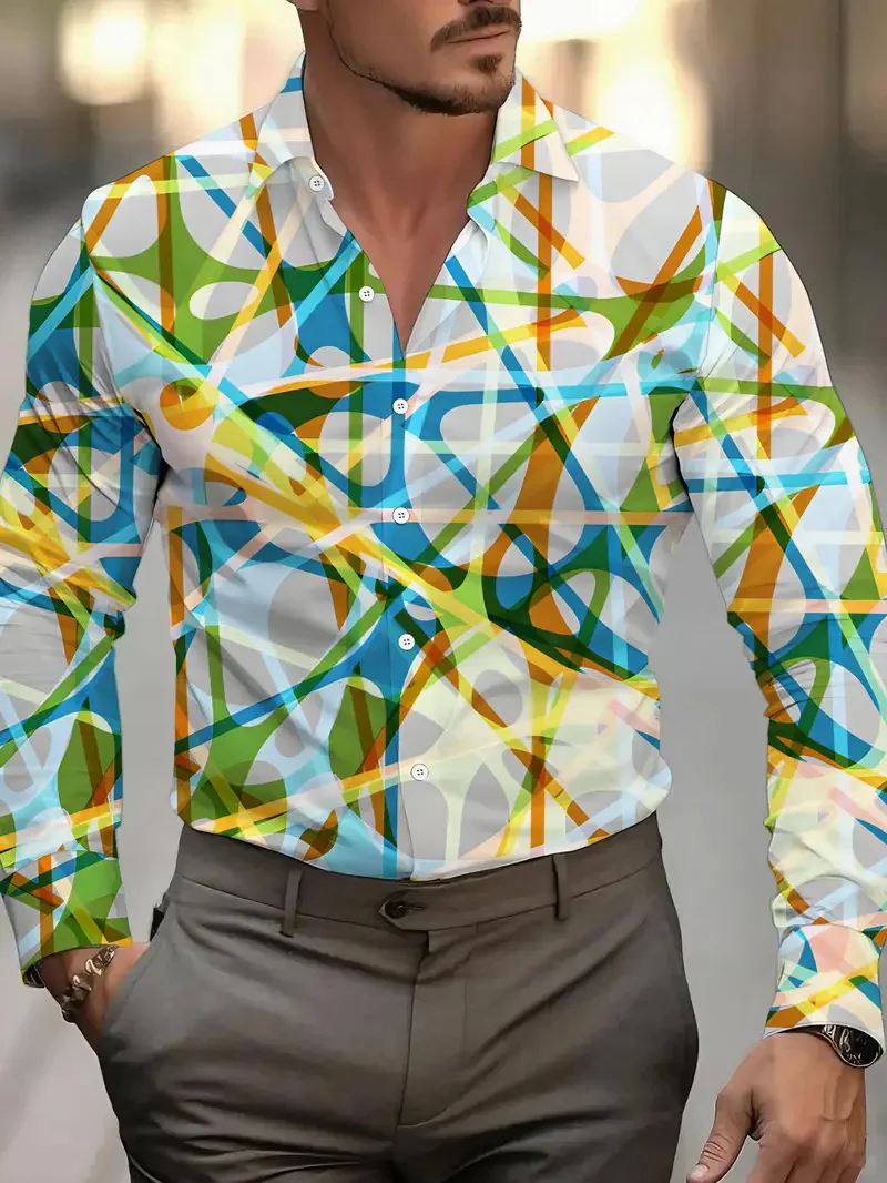 Men's 3D Music Printed Pattern Shirt Long Sleeve Shirt Flap-up Clothing Casual Comfort Street Fashion Designer