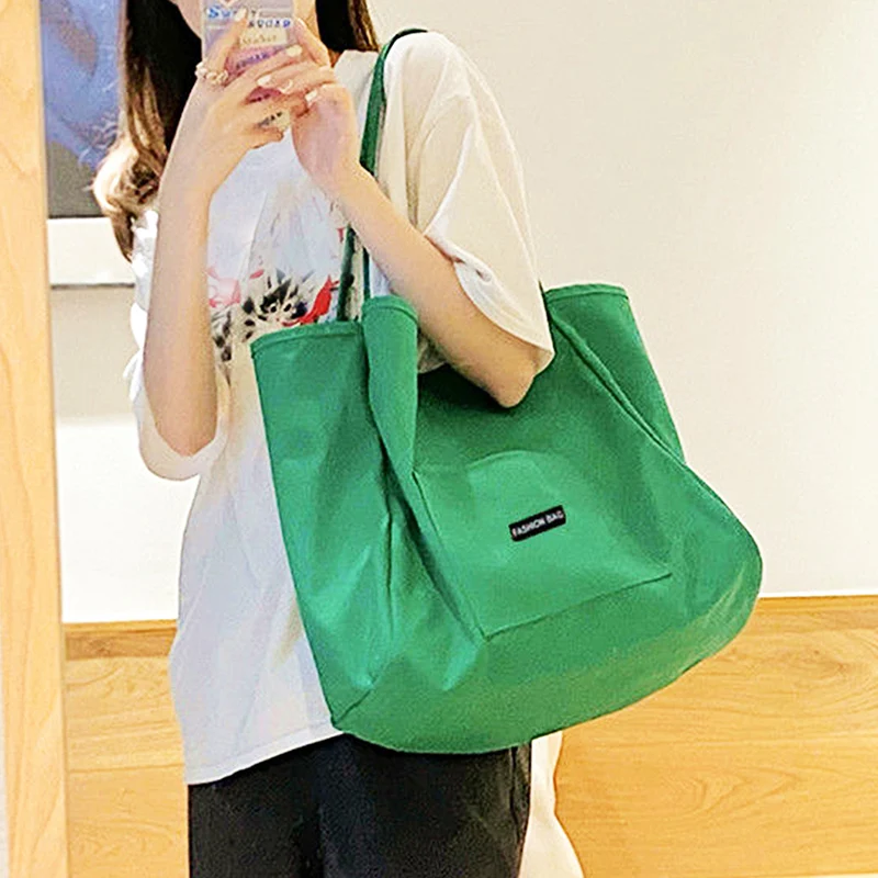 Koreanischen stil Leinwand Tragetaschen Für Frauen Große Kapazität Handtasche Casual Schulter Tasche Einkaufstasche Gilr Geldbörse – Detail 10