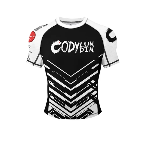 Imagen 1 del producto 2025 nuevo entrenamiento Kickboxing lucha compresión protectores contra sarpullidos poliéster LICRA Fitness sublimación manga corta camisa atlética