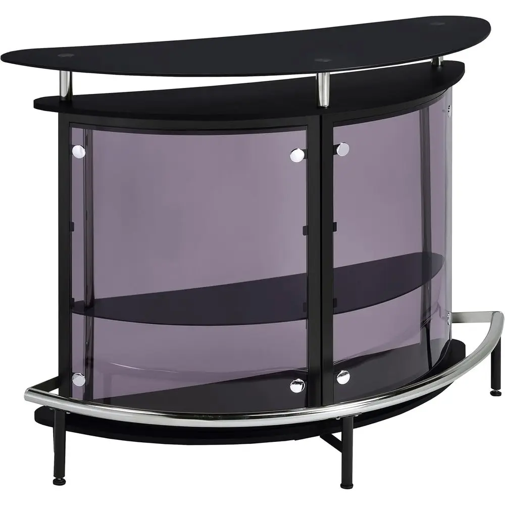 

Freestanding Wine Cabinet with Curved Metal Frame and Storage for Dining Room and Home Bar in Black
