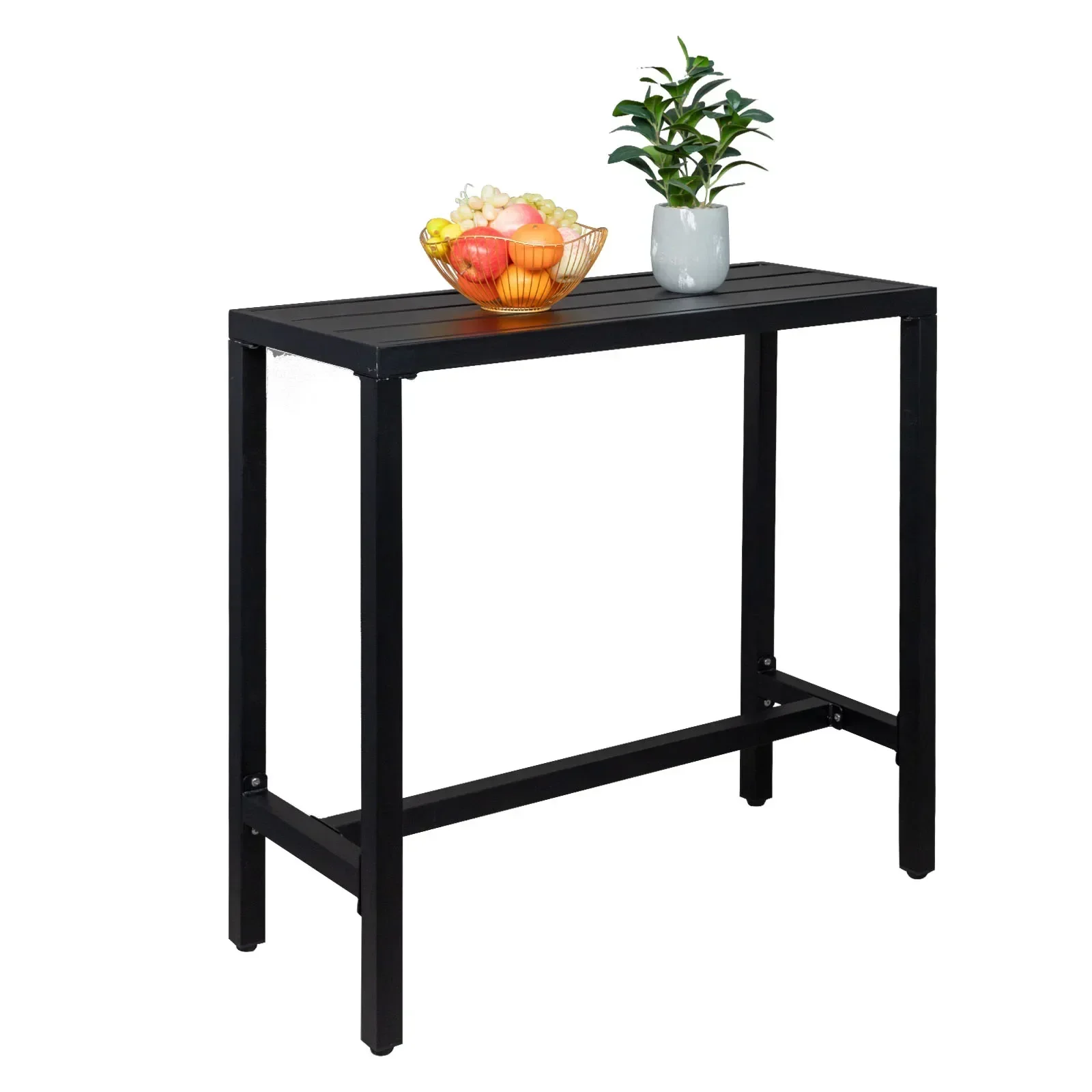 

40in Iron With Adjustment Knob Patio Bar Table Black