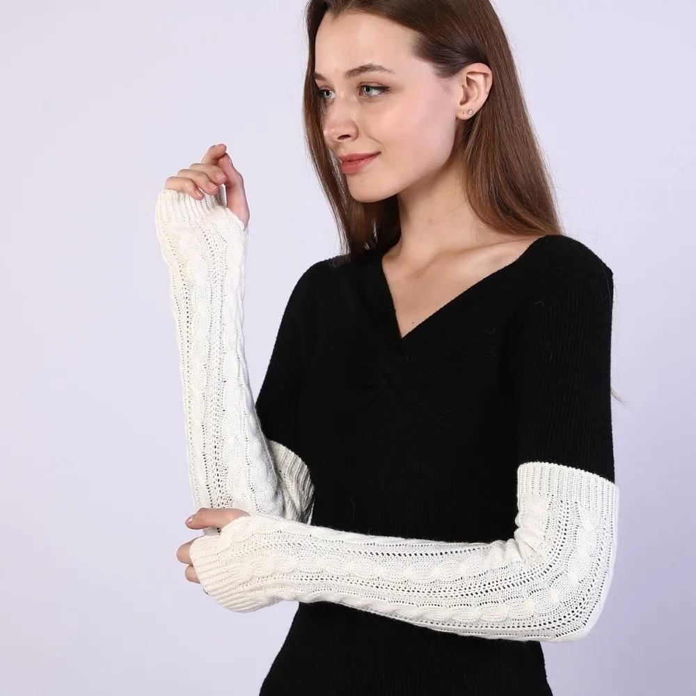 Gothic Solid Color Fingerless Gloves Long Black Arm Wrist Sleeve Arm Sleeve Mittens Over Elbow Gloves Women